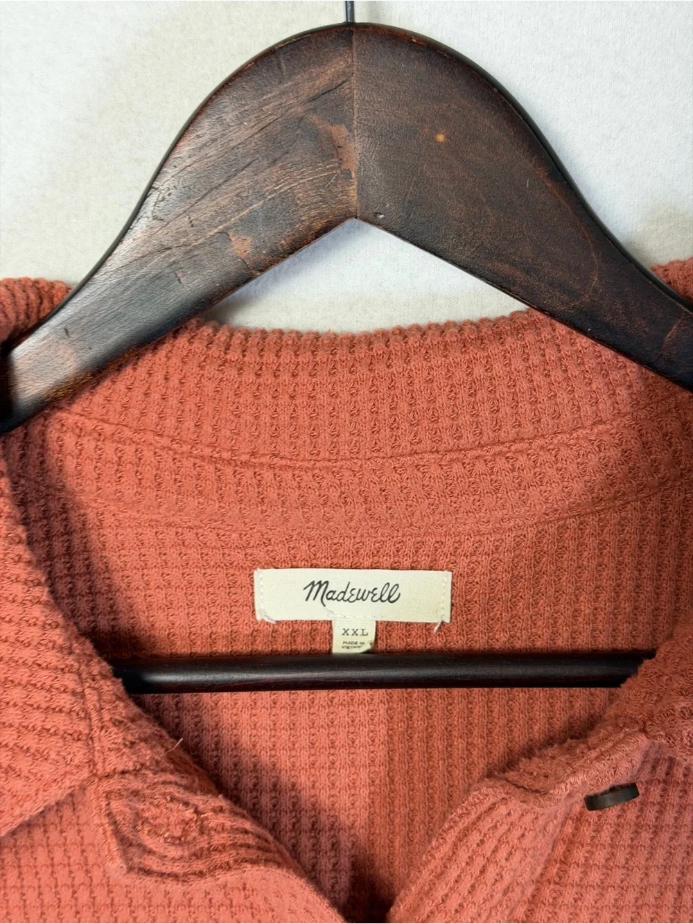 Madewell Shirt Jacket Women’s 2XL Orange Waffle Knit Shacket Textured